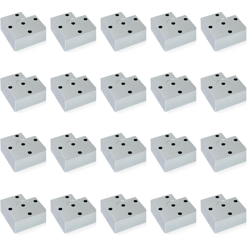 foto del prodotto lotto di 20 piedini per mobili alumix 7, altezza 30 mm, tecnoplastica, verniciato alluminio - emuca