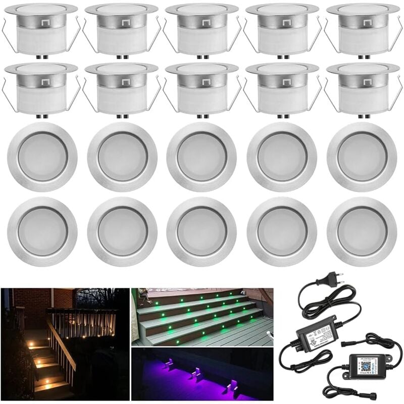 foto del prodotto lotto di 20 punti bluetooth rgbww a led esterne pulxible spot, 45mm mini spot spot lampada a punto costruito in spot, ip67 dc12v spot impermeabile