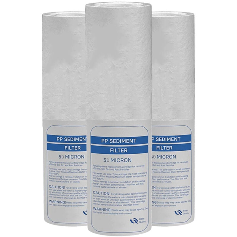 foto del prodotto lotto di 3 ricariche anti-sedimento 50 micron per porta filtro 9-3 4 - 10 pollici