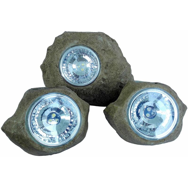 foto del prodotto lotto di 3 rocce solari h14cm rocky