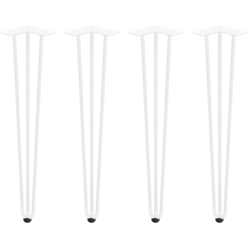 foto del prodotto lotto di 4 gambe hairpin a 3 aste per tavolo, altezza 710mm, acciaio, verniciato bianco emuca