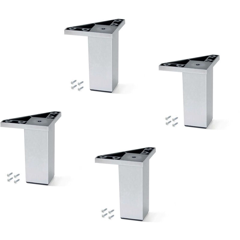 foto del prodotto lotto di 4 piedini per mobili alumix 1, altezza 120 mm, tecnoplastica, grigia metallizzata emuca
