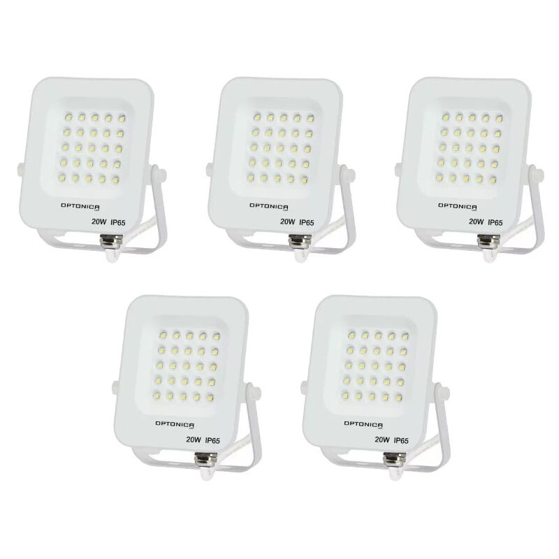 foto del prodotto lotto di 5 20w led proiettori bianco impermeabile ip65 1800lm 115w giorno bianco 6000k