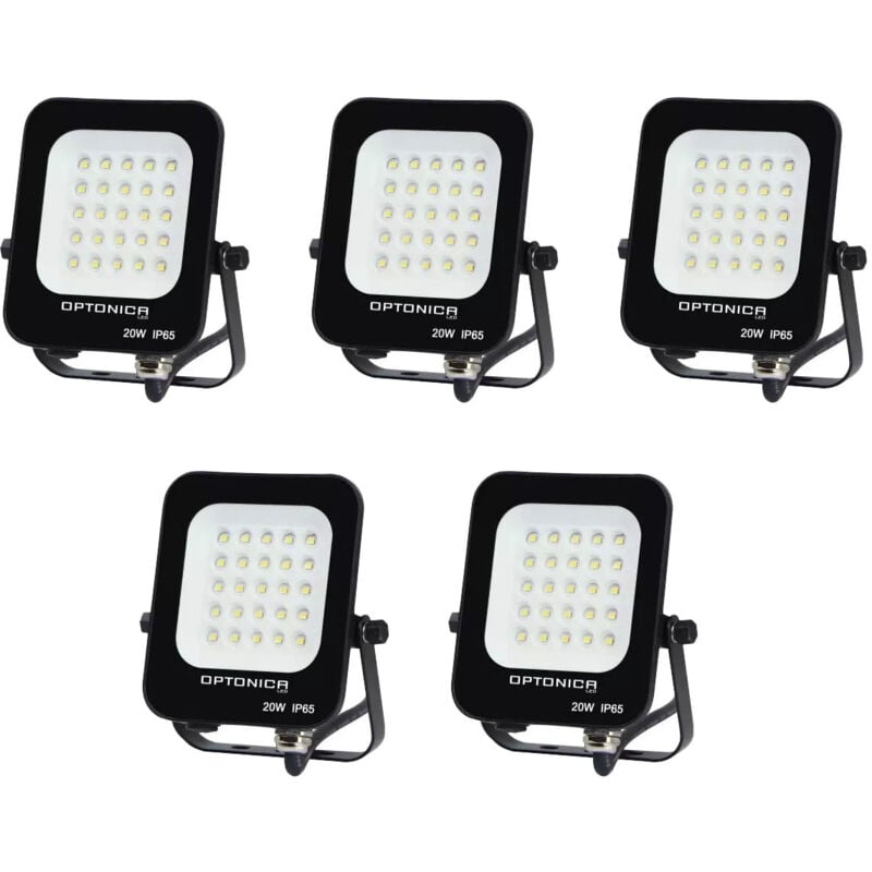 foto del prodotto lotto di 5 20w led proiettori neri ip65 1800lm 115w impermeabile giorno bianco 6000k