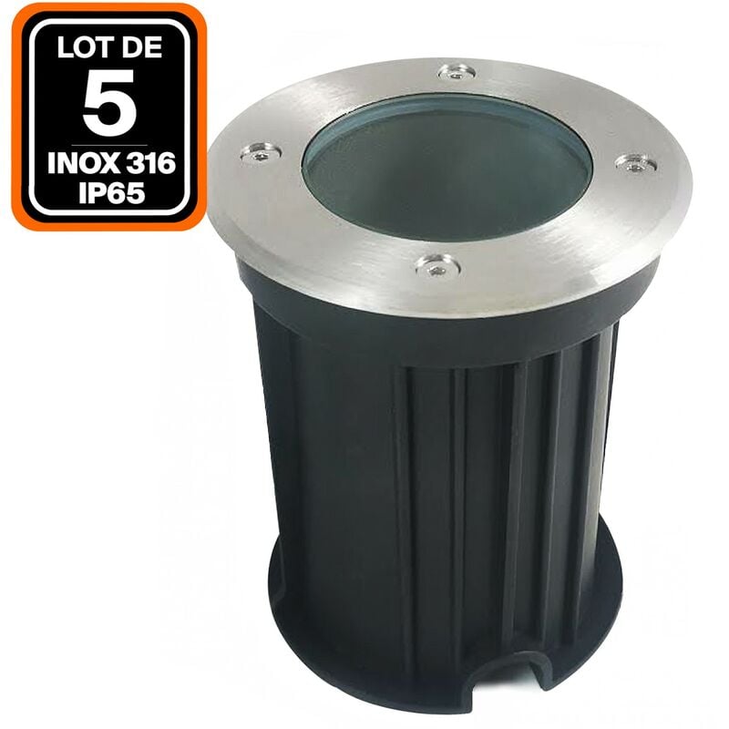 foto del prodotto lotto di 5. apparecchio da incasso per esterni gu10 faretto da incasso a pavimento. resistente alla corrosione, sale e cloro