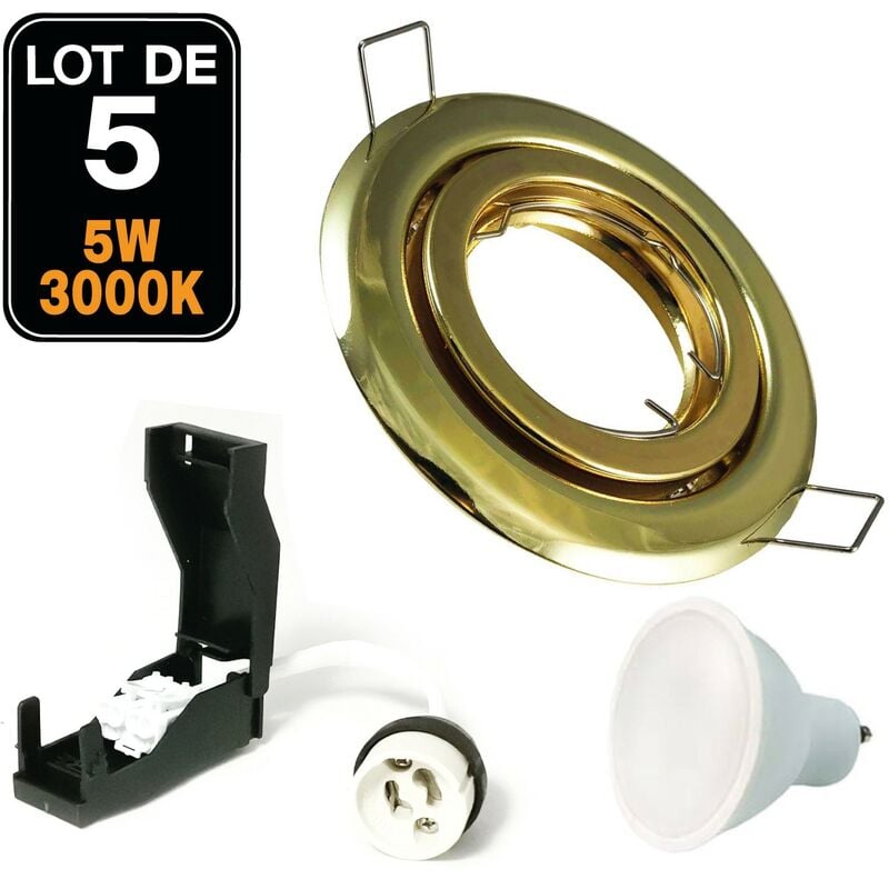 foto del prodotto lotto di 5. illuminazione da incasso per interni 5w 3000k luce calda. gu10 led anello da incasso regolabile e inclinabile lampadina led 