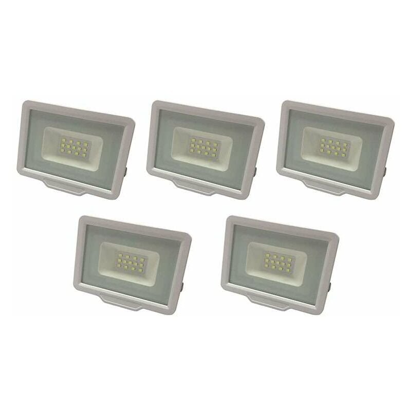 foto del prodotto lotto di 5 proiettori a led bianchi 10w 50w impermeabile ip65 800lm bianco naturale 4500k