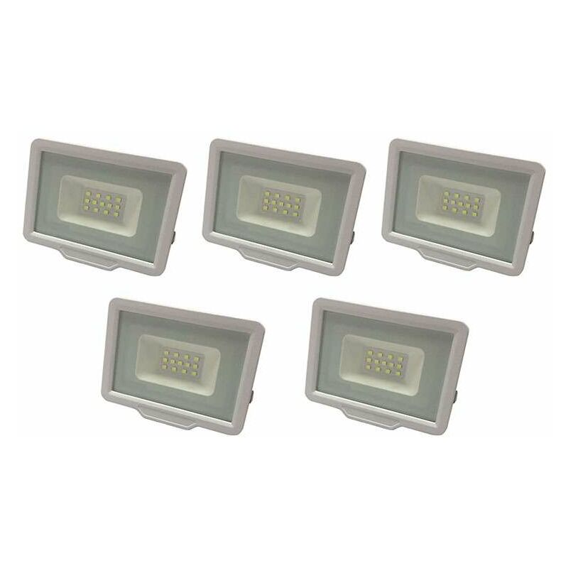 foto del prodotto lotto di 5 proiettori a led bianchi 20w 100w impermeabile ip65 1600lm white day 6000k