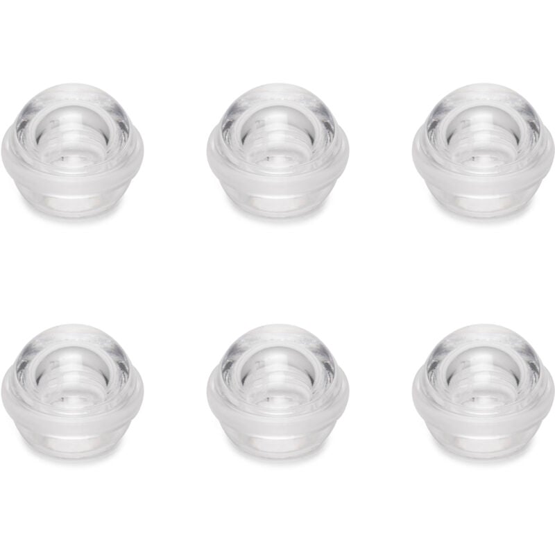 foto del prodotto lotto di 6 fermaporta adesivi semisferici, fissaggio a pavimento, plastica, trasparente