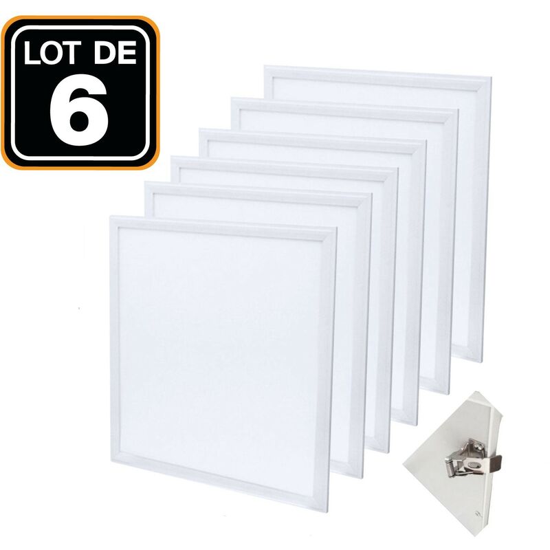 foto del prodotto lotto di 6. pannello led 40w 6000k luce fredda. led kit completo. pannello led slimline extra piatto driver clip di fissaggio ad incasso