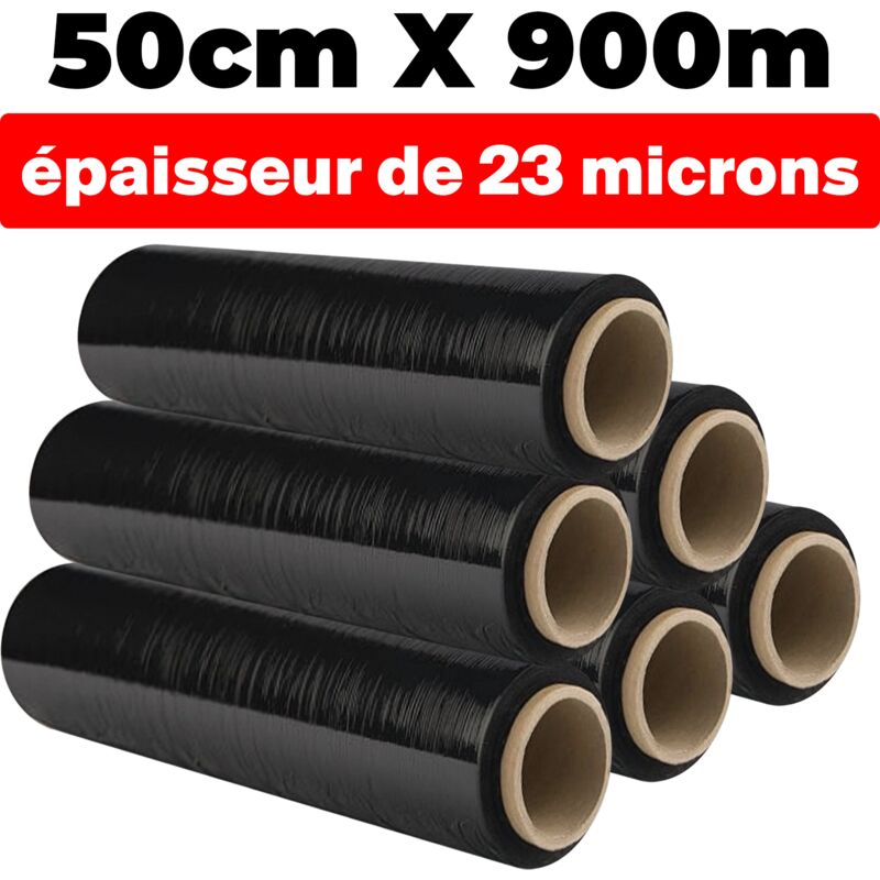 foto del prodotto lotto di 6 rotoli pellicolo opaco nero 50cmx900m e 23 micron di spessore 