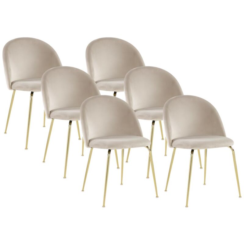 foto del prodotto lotto di 6 sedie velluto e metallo dorato beige melbourne