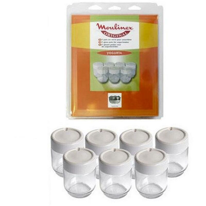 foto del prodotto lotto di 7 vasetti in vetro con coperchio yogurtiera, formaggiera moulinex 2551113663946735275