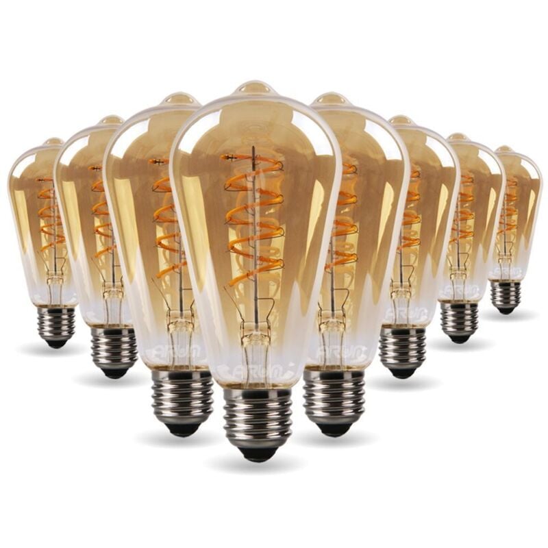 foto del prodotto lotto di 8 lampadine a led ambra e64 st64 filamento vintage dec 