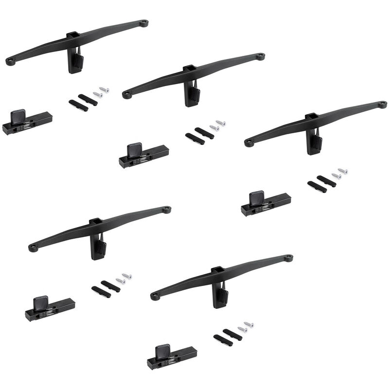 foto del prodotto lotto di staffe per 5 ripiani in legno per struttura zero, tavole non incluse, zama, verniciato nero testurizzato - nero testurizzato - emuca