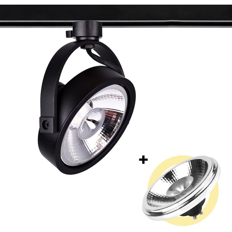 foto del prodotto lotto faretto a binario led 3 fasi lampadina led ar111 bianco caldo