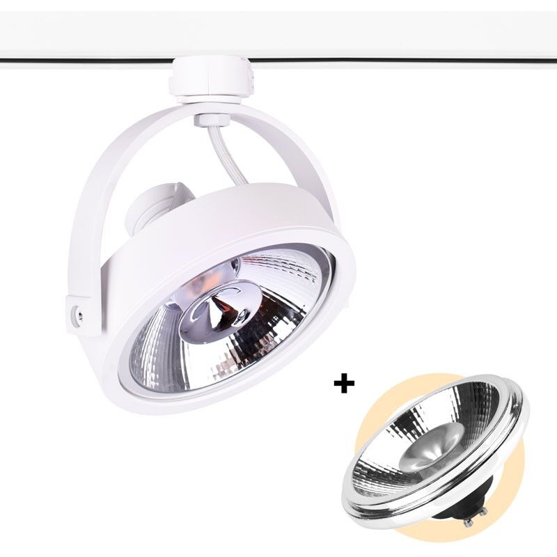 foto del prodotto lotto faretto a binario led 3 fasi lampadina led ar111 bianco neutro