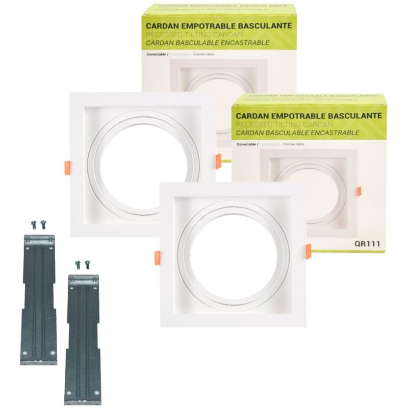 foto del prodotto lotto x 2 anello per downlight di tipo cardanico quadrato per
