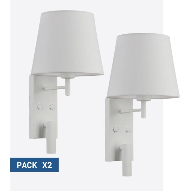 foto del prodotto lotto x 2 applique da parete noah con luce di lettura a led