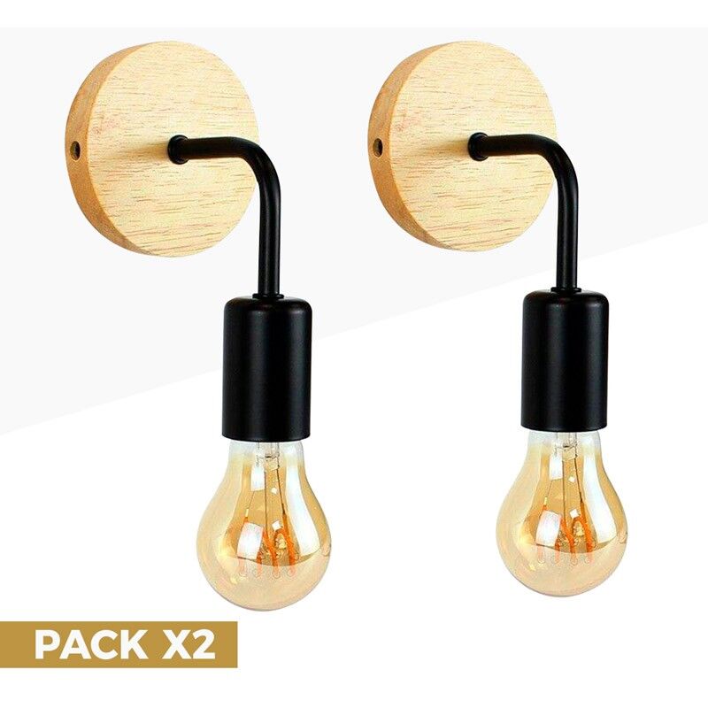 foto del prodotto lotto x 2 applique in legno con braccio in metallo morgan 