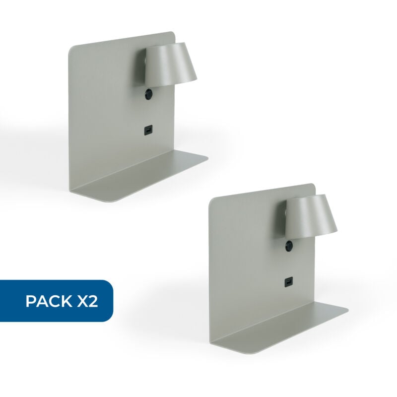 foto del prodotto lotto x 2 - lampada da lettura a parete con porta usb 'baskop' -