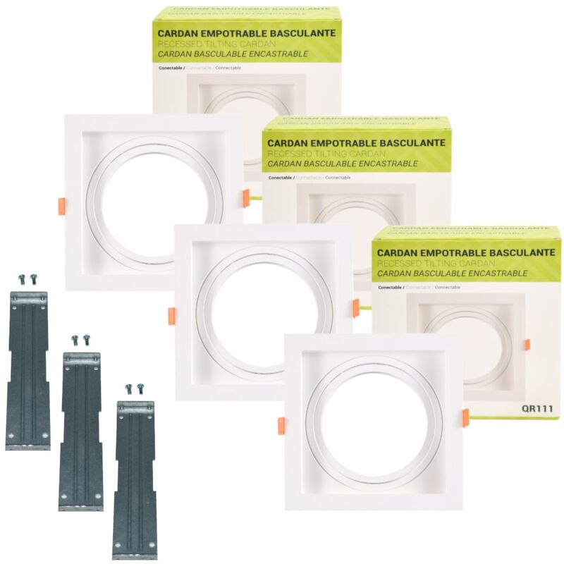foto del prodotto lotto x 3 anello per downlight di tipo cardanico quadrato per