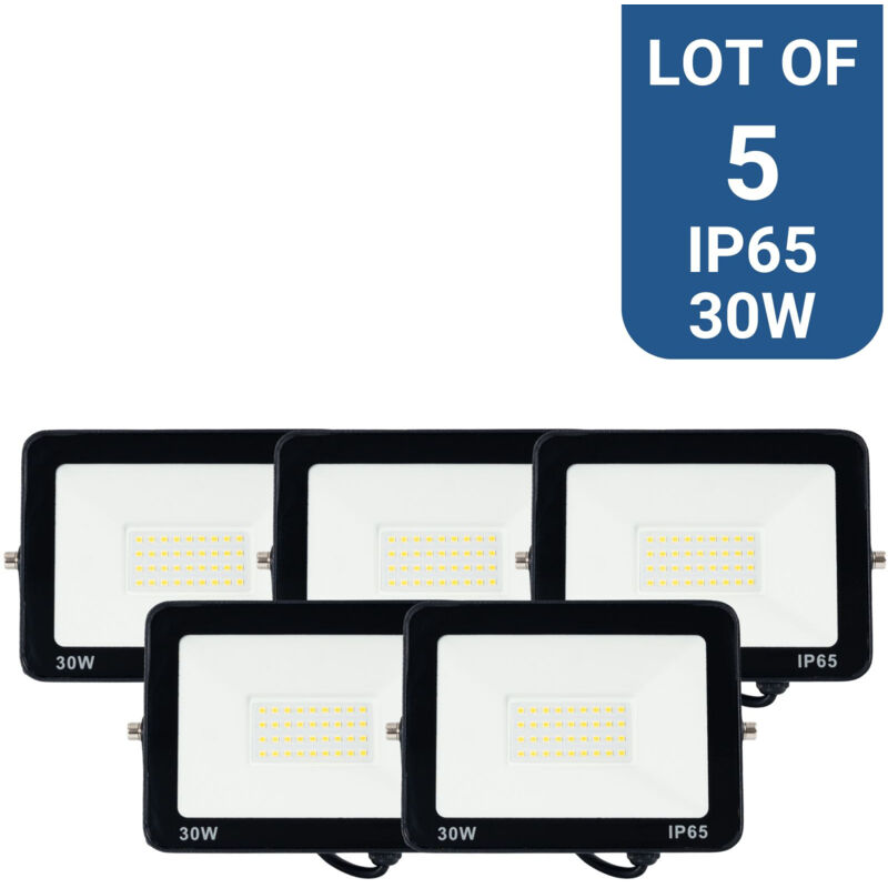 foto del prodotto lotto x 5 fari a led da esterno 30w 95lm w ip65 bianco freddo