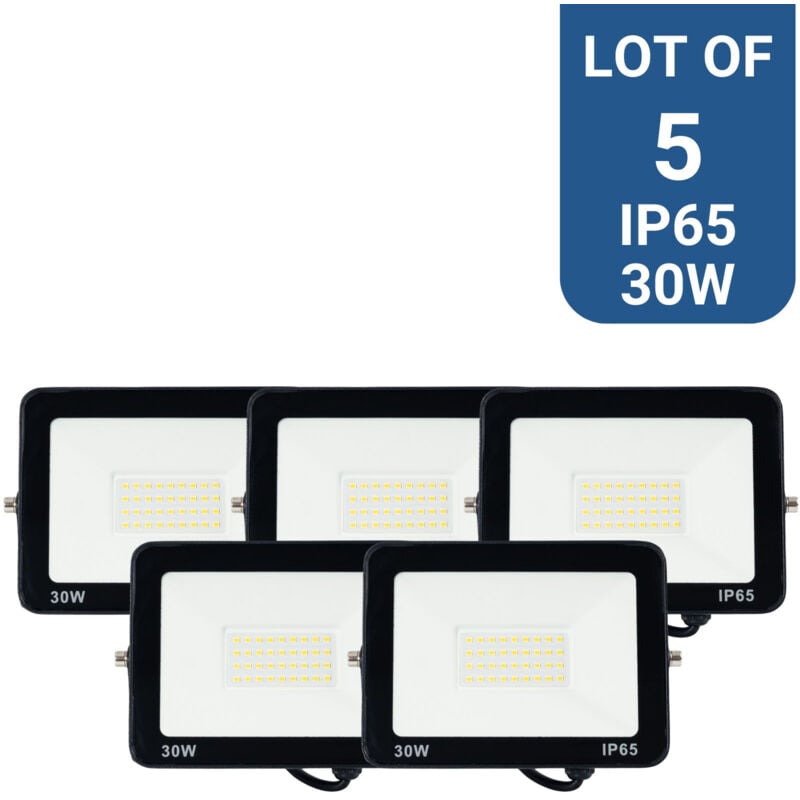 foto del prodotto lotto x 5 fari a led da esterno 30w 95lm w ip65 bianco neutro