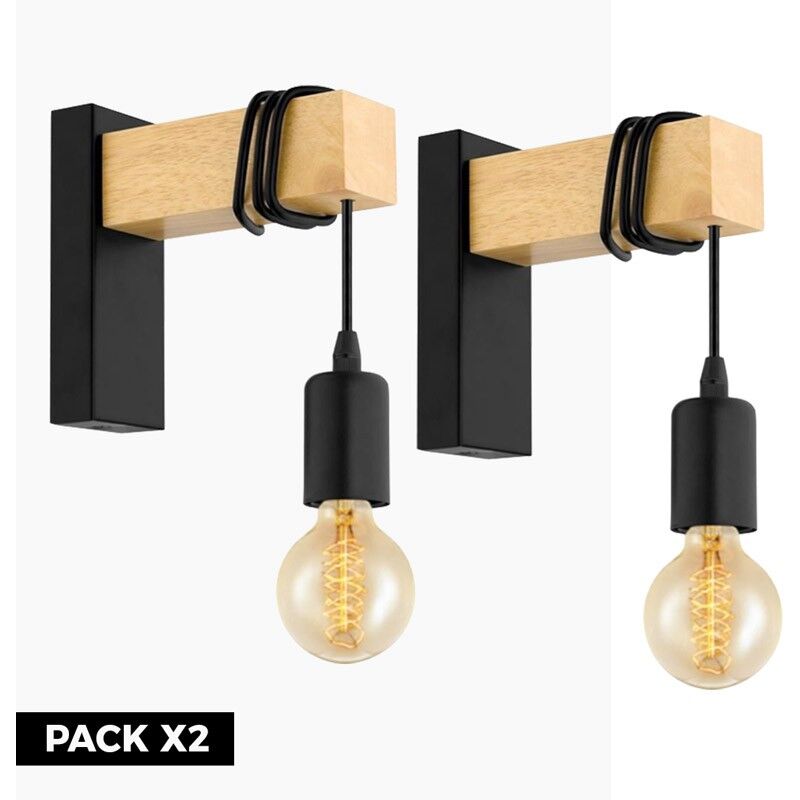 foto del prodotto lotto x2 applique rustica in legno ruder e27