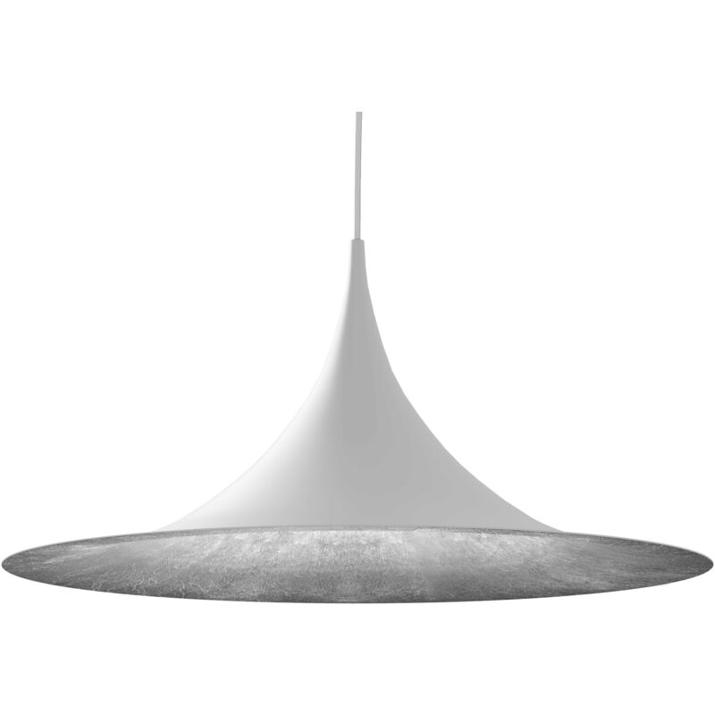 foto del prodotto louie binario sospensione, 1x e27, max 42w, metallo, bianco opaco foglia argento, d.33cm lumicom