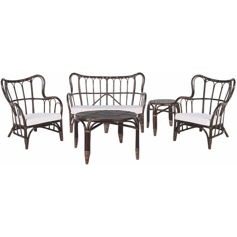foto del prodotto lounge set da giardino 4 posti in rattan naturale marrone e cuscini beige brindisi