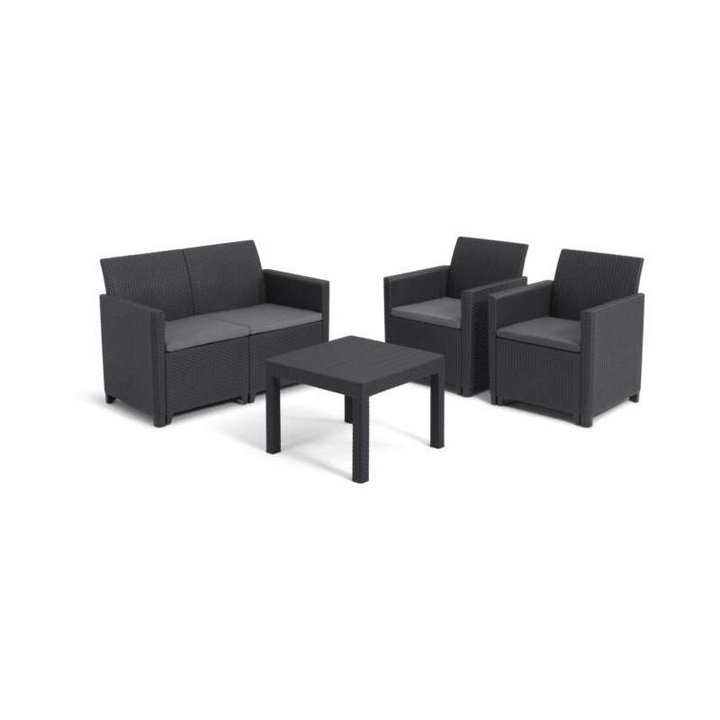 foto del prodotto lounge set marie da esterno keter in resina effetto rattan completo con cuscini