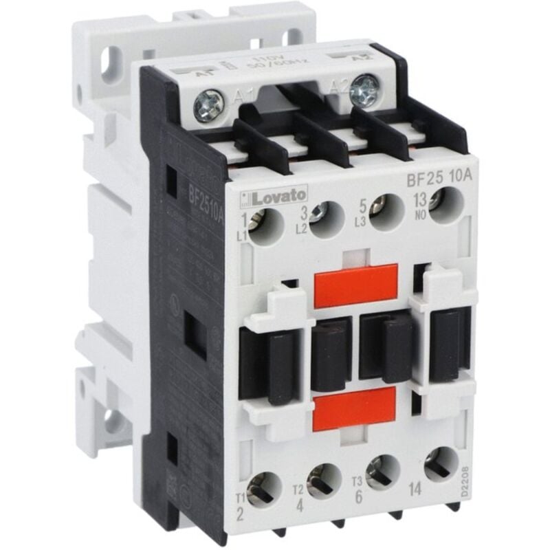 foto del prodotto lovato contattore tripolare 25a 1 contatto aux bobina 400vac bf2510a400