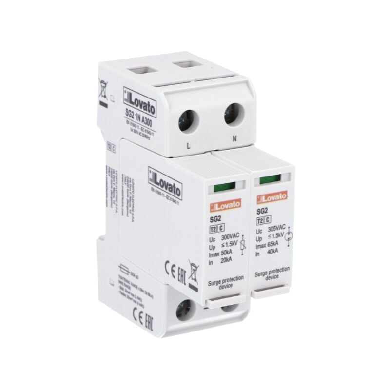 foto del prodotto lovato scaricatore sovratensione tipo 2 20ka 1p n a cartucce sg21na300