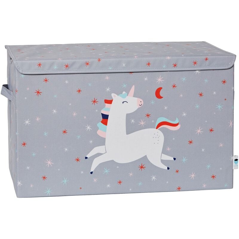 foto del prodotto love it store it scatola portaoggetti extra large 62x38x39cm tessuto ultra resistente, pieghevole, rinforzo in legno fantasia a unicorno