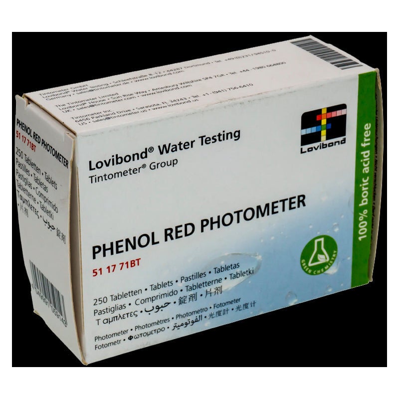 foto del prodotto lovibond phenol della scatola reattiva fotografo rosso. 250 voi. .