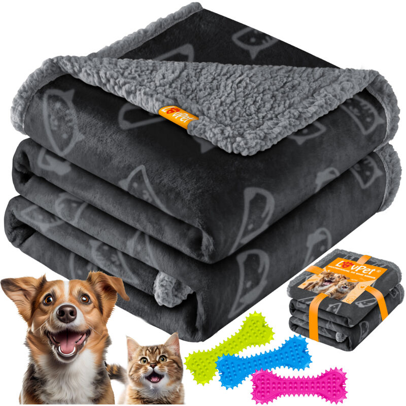 foto del prodotto lovpet coperta impermeabile per cani coperta in pile sherpa per animali domestici 3x ossi giocattolo lavabile in lavatrice protezione divano