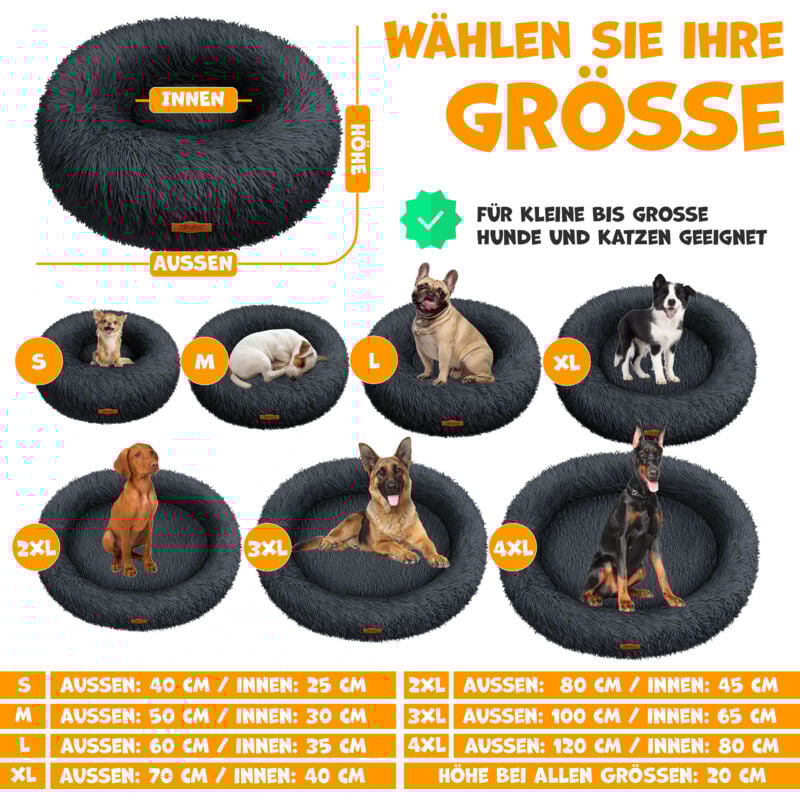 foto del prodotto lovpet letto per cani cuscino per gatti bagel lavabile incl. ciotola 3x ossi da masticare divano per cani cuscino morbido rotondo in peluche per