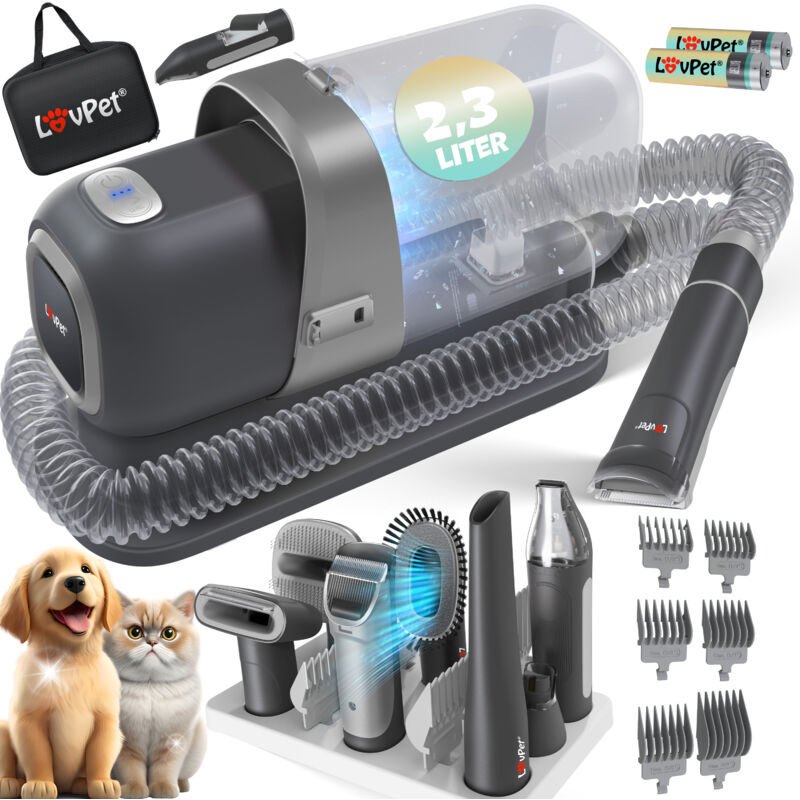 foto del prodotto lovpet tosatrice per cani con aspirapolvere tosatrice silenziosa con batteria ricaricabile set di toelettatura con accessori per cani e gatti