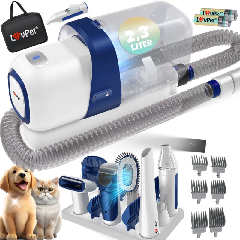 foto del prodotto lovpet tosatrice per cani con aspirapolvere tosatrice silenziosa con batteria ricaricabile set di toelettatura con accessori per cani e gatti