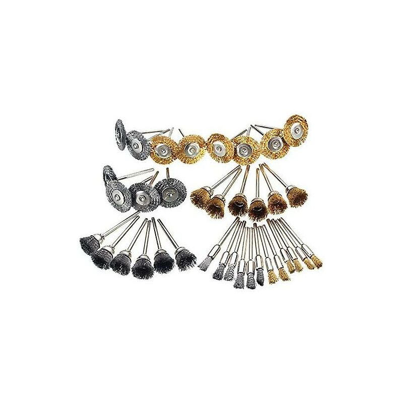 foto del prodotto lts fafa 36 spazzole per trapano, spazzole per lucidatura in ottone in acciaio, spazzole in filo metallico, kit di pulizia per lucidatura, utensili