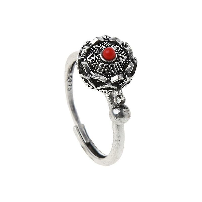 foto del prodotto lts fafa anelli rotanti buddista tibetano ruota di preghiera anello om mantra anello per dito buona fortuna anello rotante con smalto floreale di