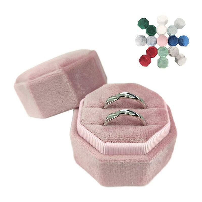 foto del prodotto lts fafa porta espositore a doppio anello con scatola ad anello in velluto ottagonale antico con supporto per scatola ad anello con coperchio