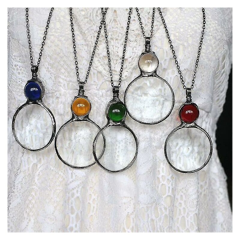 foto del prodotto lts fafa regalo collana lente d ingrandimento, collana pendente lente d ingrandimento lettura per anziani, lente d ingrandimento per libri,
