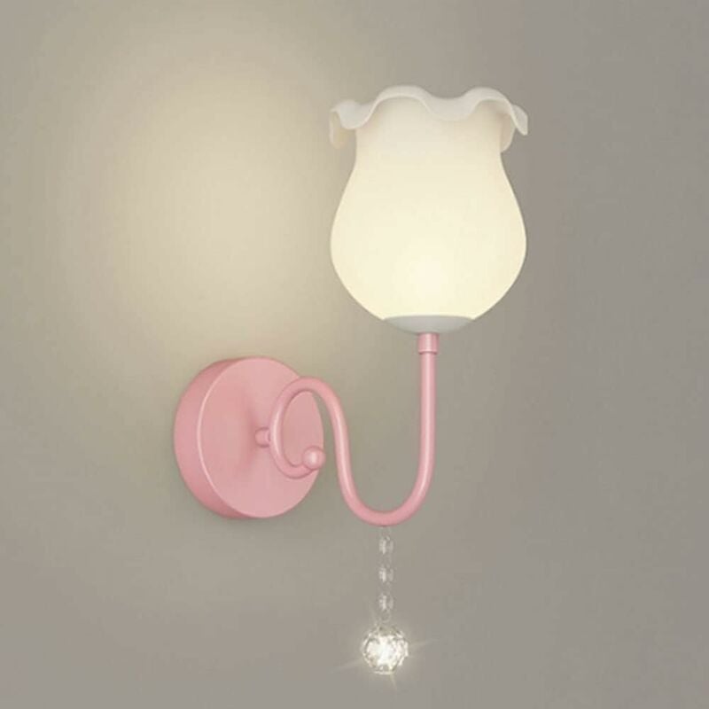 foto del prodotto lts fafa robusta e durevole lampada da parete in ferro di vetro con fiori color crema, lampada da parete sul comodino della camera da letto,