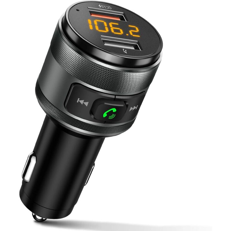 foto del prodotto lts fafa trasmettitore fm bluetooth 5.0 per auto, 3.0 adattatore radio fm bluetooth wireless lettore musicale trasmettitore fm kit per auto con