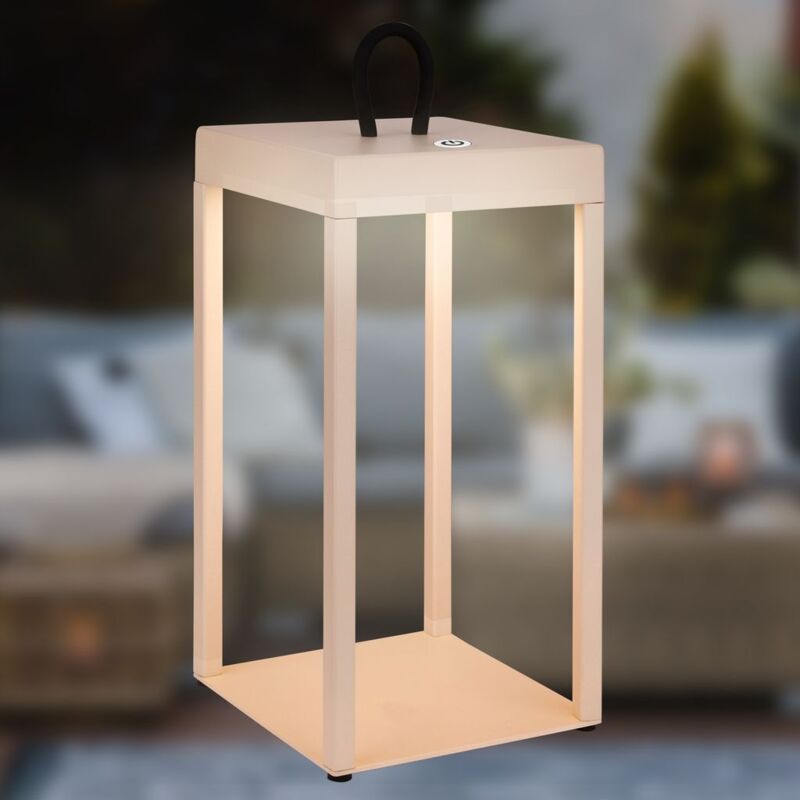 foto del prodotto luca lanterna led a batteria ip44, dimmerabile, touch, beige briloner