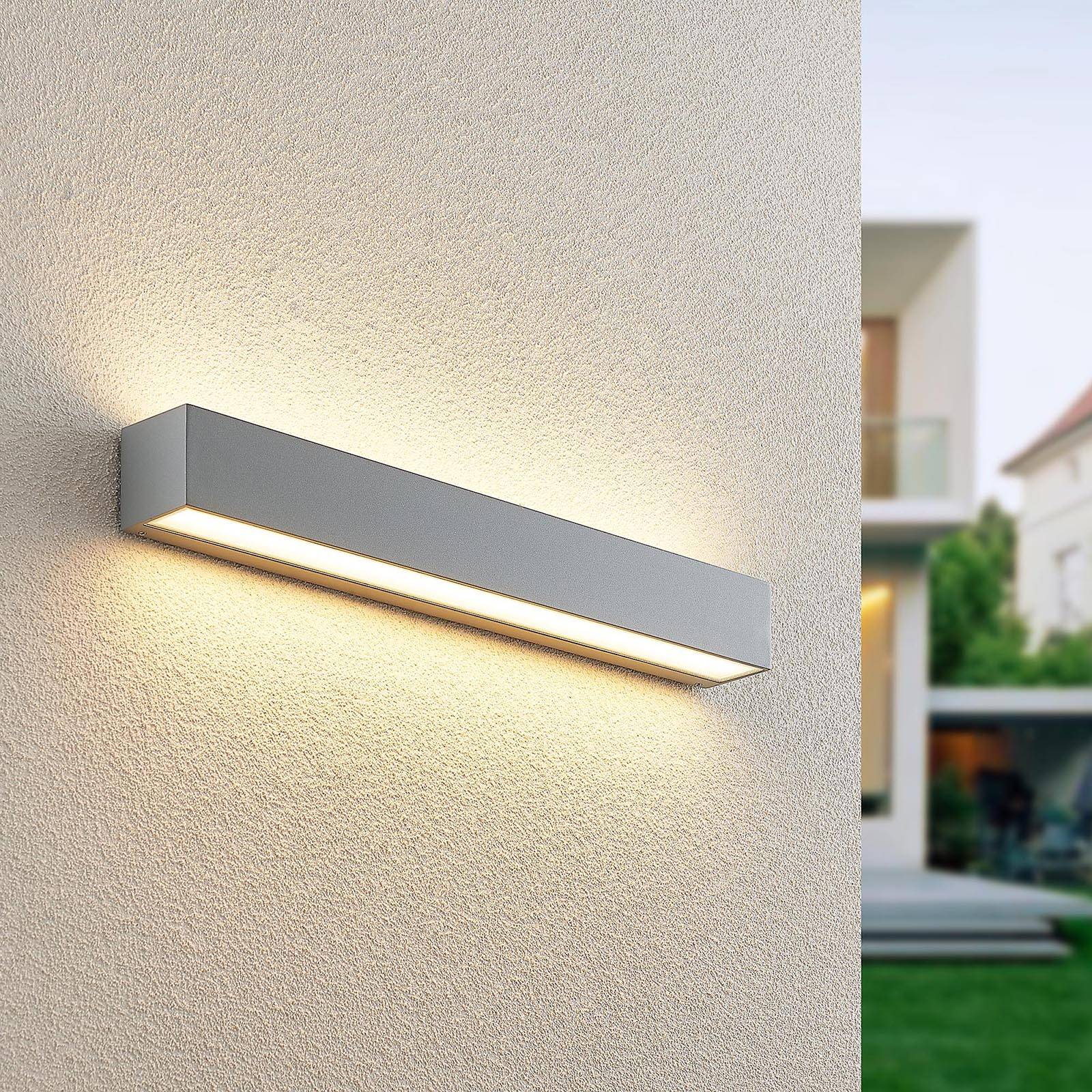 foto del prodotto lucande applique a led lengo, 50 cm, argento, a 2 luci, ip65