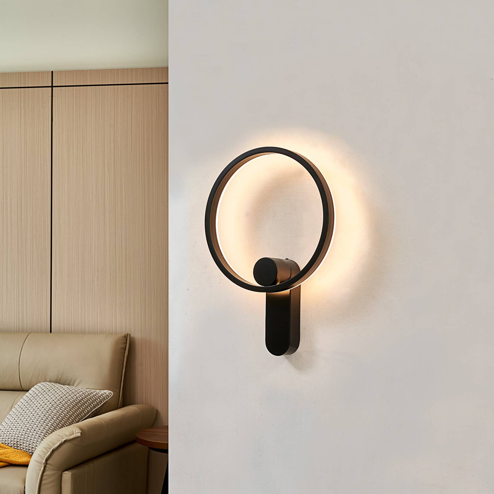 foto del prodotto lucande applique a led yekta, indiretta, nera, dimmerabile