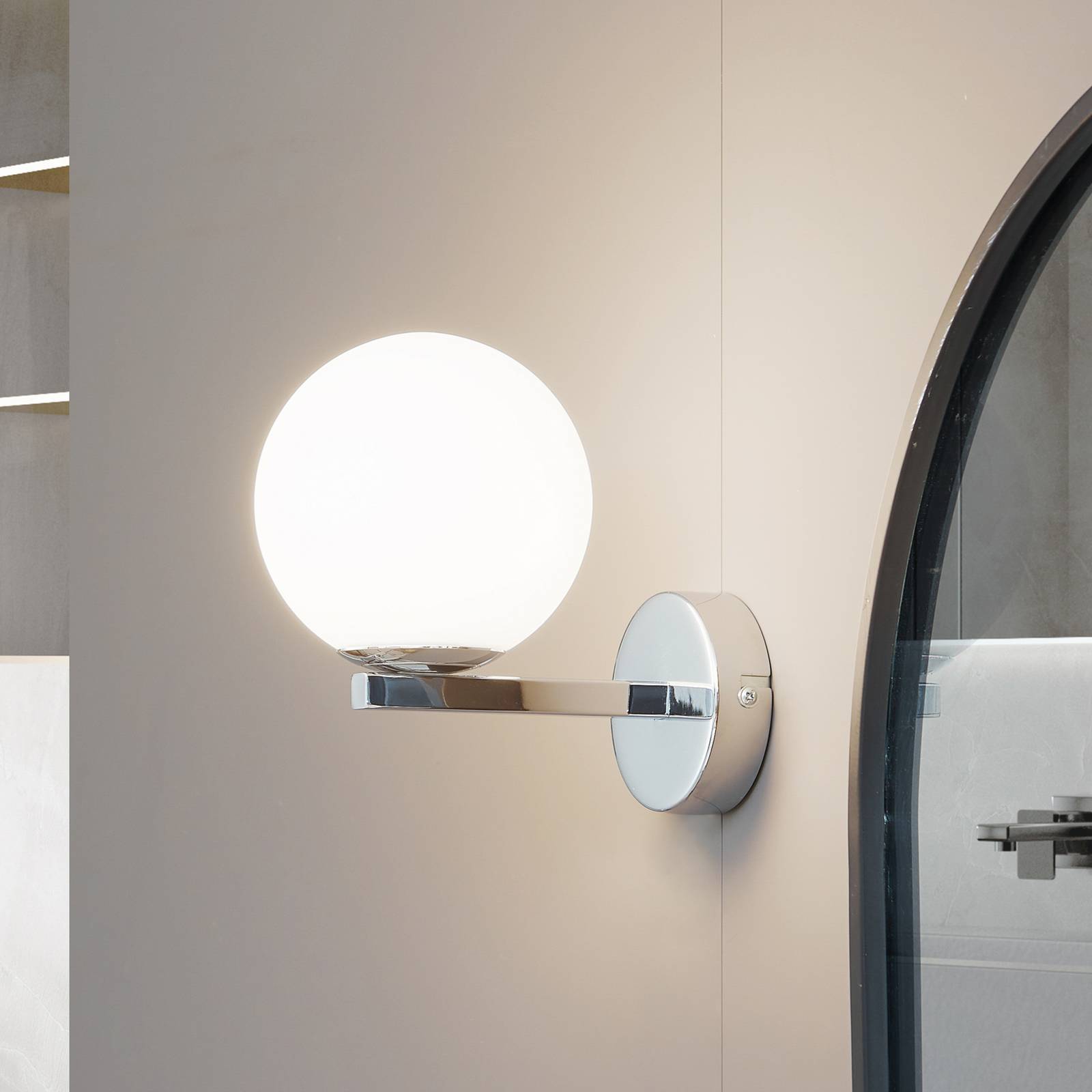 foto del prodotto lucande applique bidolo, colore cromo, vetro, 12 cm, ip44